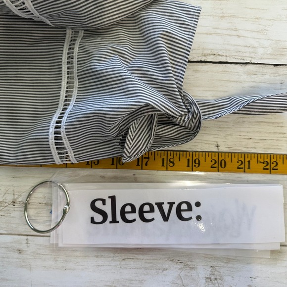 Talbots Tunic Blouse Womens Sz XL Scoop Neck Stripes Tie 3/4 Sleeves Coastal Top - Picture 9 of 10